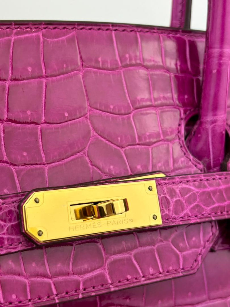 Birkin 35 in Rose Sheherazade Shiny Porosus Crocodile GHW (Cash Price in Description)