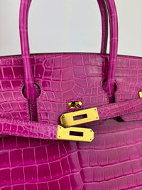 Birkin 35 in Rose Sheherazade Shiny Porosus Crocodile GHW (Cash Price in Description)