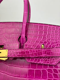 Birkin 35 in Rose Sheherazade Shiny Porosus Crocodile GHW (Cash Price in Description)