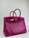 Birkin 35 in Rose Sheherazade Shiny Porosus Crocodile GHW (Cash Price in Description)