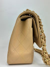 Classic Jumbo Double Flap in Beige Caviar GHW