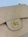 Classic Jumbo Double Flap in Beige Caviar GHW