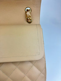 Classic Jumbo Double Flap in Beige Caviar GHW