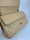 Classic Jumbo Double Flap in Beige Caviar GHW