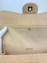 Classic Jumbo Double Flap in Beige Caviar GHW