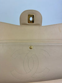 Classic Jumbo Double Flap in Beige Caviar GHW