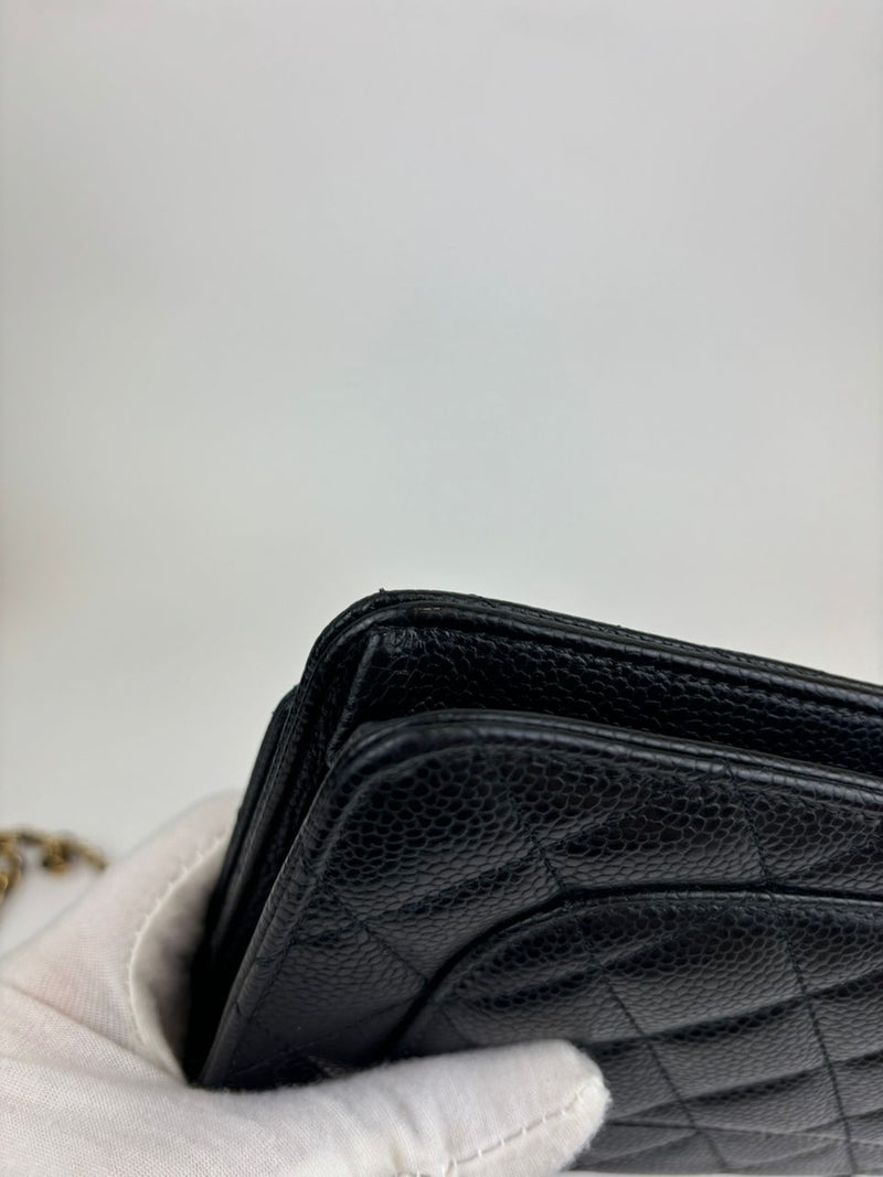 Classic Wallet on Chain in Black Caviar GHW(Cash Price in Description)