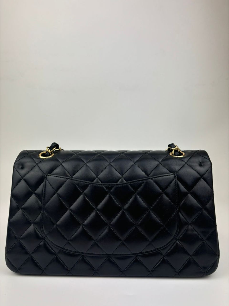 Medium Classic Double Flap in Black Lambskin GHW