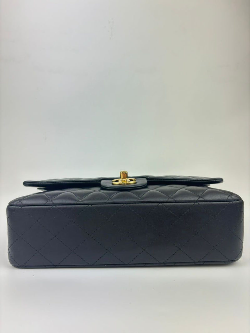 Medium Classic Double Flap in Black Lambskin GHW