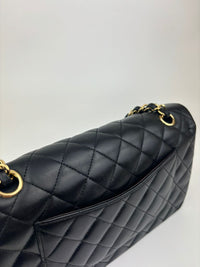 Medium Classic Double Flap in Black Lambskin GHW