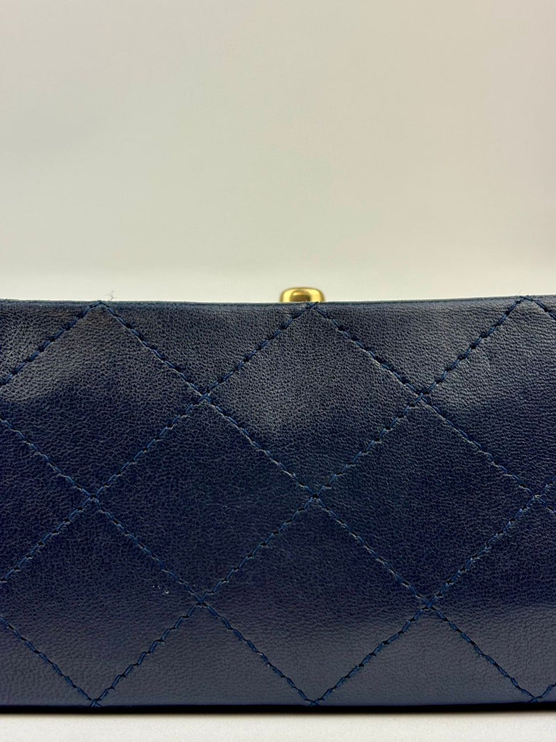 Classic Mini Square Flap in Navy Lambskin GHW