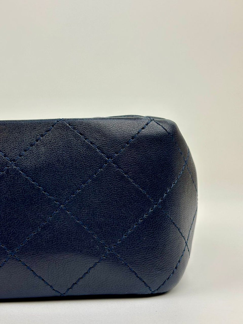 Classic Mini Square Flap in Navy Lambskin GHW