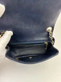 Classic Mini Square Flap in Navy Lambskin GHW