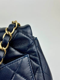 Classic Mini Square Flap in Navy Lambskin GHW