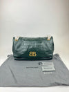 Monaco Medium Chain in Green Croc-Embossed Shoulder Bag