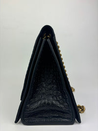 Crush Medium Chain Bag in Black Croc Embossed