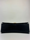 Crush Medium Chain Bag in Black Croc Embossed