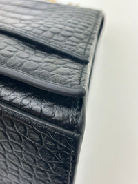 Crush Medium Chain Bag in Black Croc Embossed