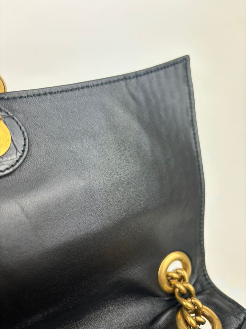 Crush Medium Chain Bag in Black Croc Embossed