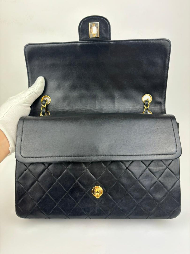 Vintage Medium Double Flap in Black Matelasse Lambskin 24K GHW