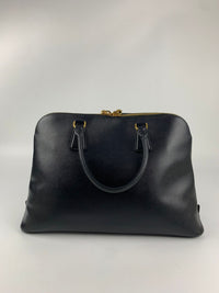 Black Saffiano Vernice Leather Large Promenade Bag