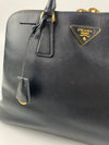 Black Saffiano Vernice Leather Large Promenade Bag