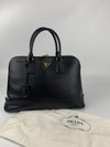 Black Saffiano Vernice Leather Large Promenade Bag