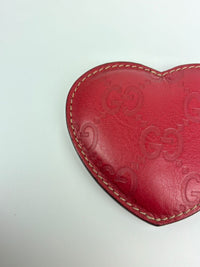 Compact Cosmetic Mirror in Red GG Guccissima Heart Sleeve