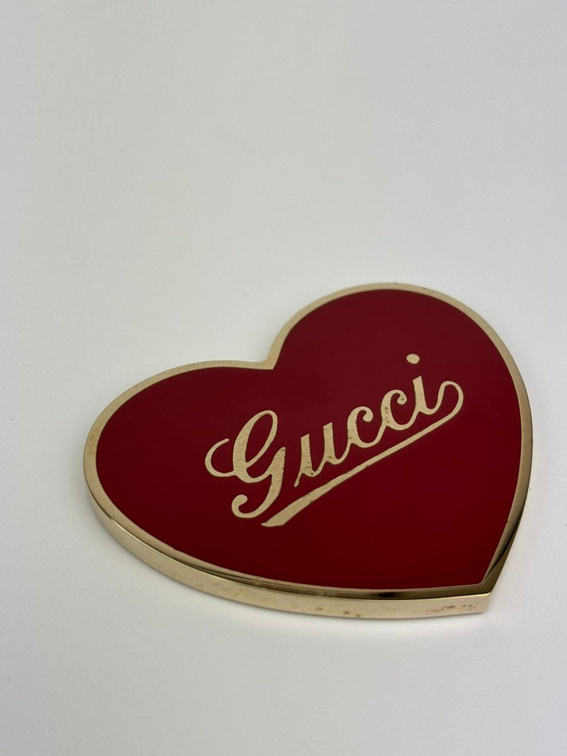 Compact Cosmetic Mirror in Red GG Guccissima Heart Sleeve