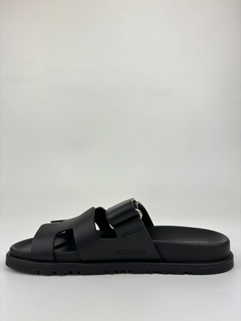 Chypre Noir Calfskin Sandal Femme Size 38.5 (Cash Price in Description)