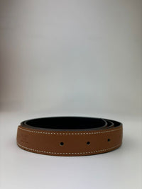 Hermes 24mm H Reversible Belt in Noir Box / Gold Togo GHW