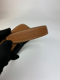 Hermes 24mm H Reversible Belt in Noir Box / Gold Togo GHW