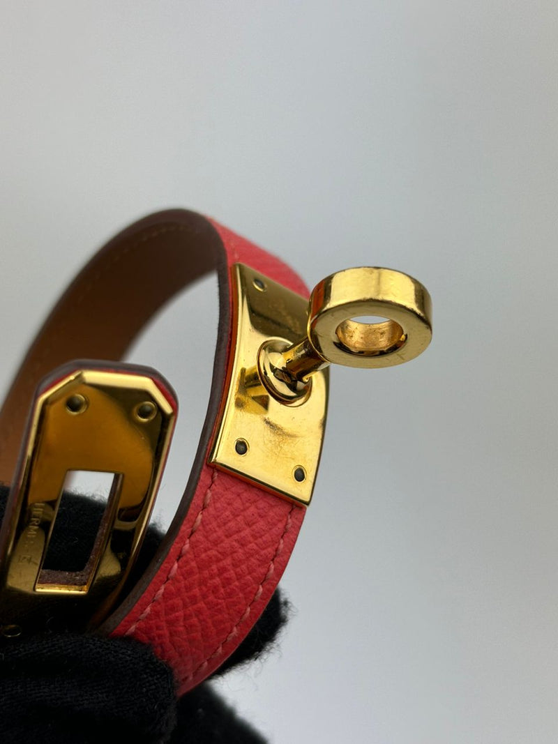 Kelly Double Tour Bracelet in Rose Jaipur Epsom GHW