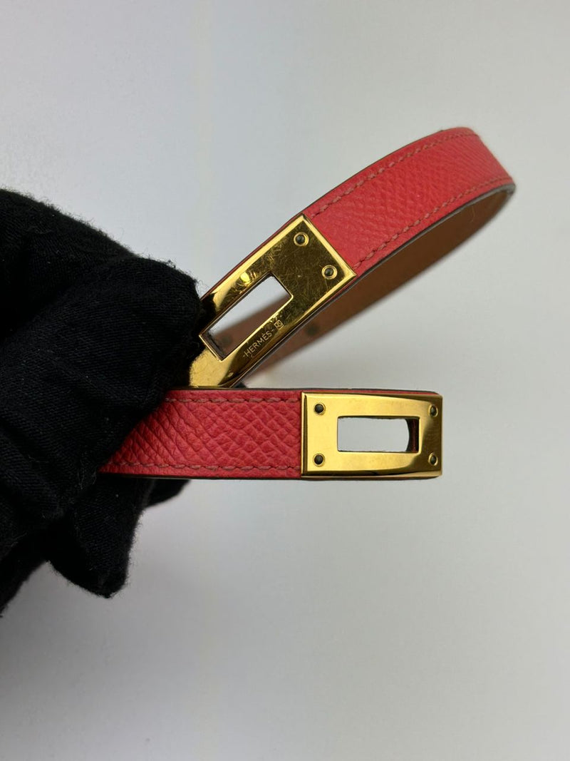 Kelly Double Tour Bracelet in Rose Jaipur Epsom GHW