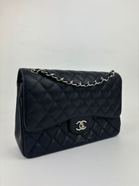 Black Caviar Classic Jumbo Double Flap Bag SHW