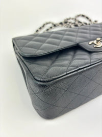 Black Caviar Classic Jumbo Double Flap Bag SHW