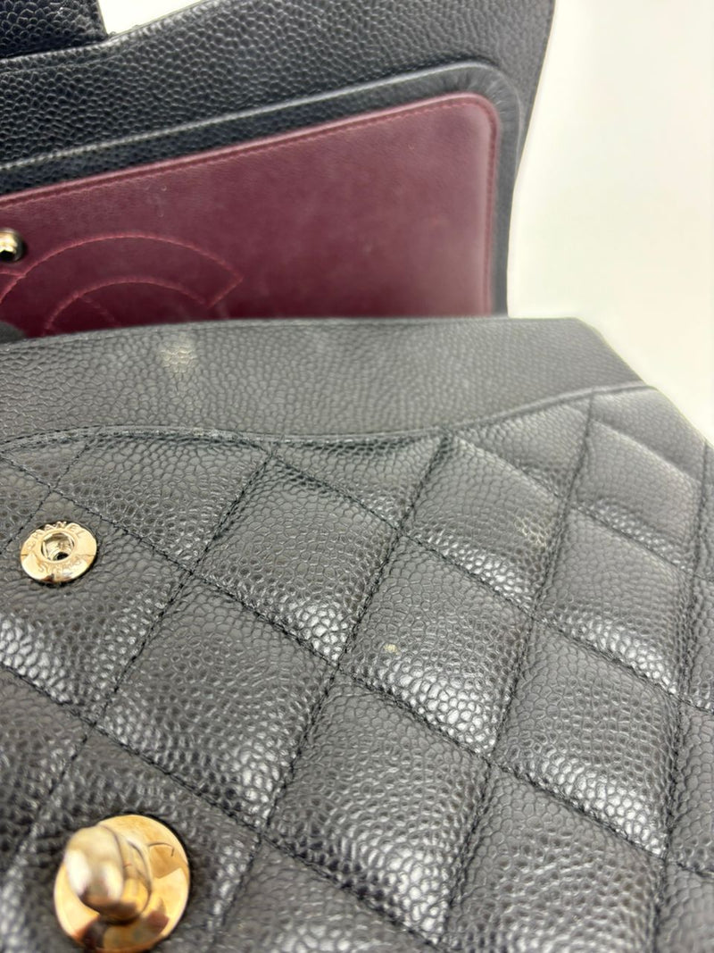 Black Caviar Classic Jumbo Double Flap Bag SHW