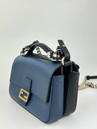 Double Micro Baguette Bag in Black/Roman Blue Flowerland Leather&nbsp;