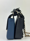 Double Micro Baguette Bag in Black/Roman Blue Flowerland Leather&nbsp;