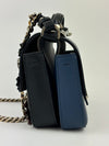 Double Micro Baguette Bag in Black/Roman Blue Flowerland Leather&nbsp;