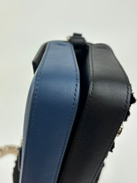 Double Micro Baguette Bag in Black/Roman Blue Flowerland Leather&nbsp;