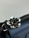 Double Micro Baguette Bag in Black/Roman Blue Flowerland Leather&nbsp;