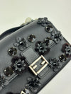 Double Micro Baguette Bag in Black/Roman Blue Flowerland Leather&nbsp;