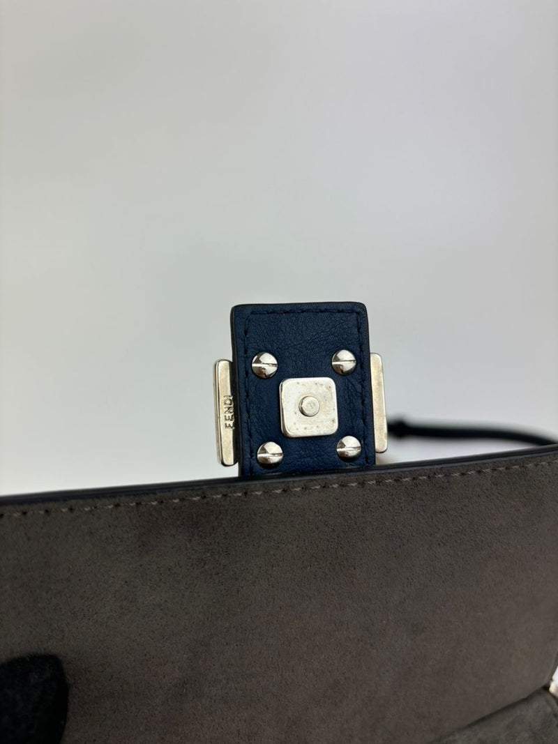 Double Micro Baguette Bag in Black/Roman Blue Flowerland Leather&nbsp;