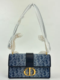 30 Montaigne East-West Bag with Chain in Blue Dior Oblique Jacquard