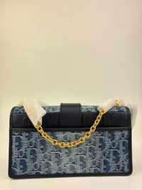 30 Montaigne East-West Bag with Chain in Blue Dior Oblique Jacquard