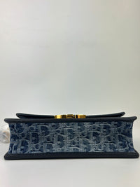 30 Montaigne East-West Bag with Chain in Blue Dior Oblique Jacquard