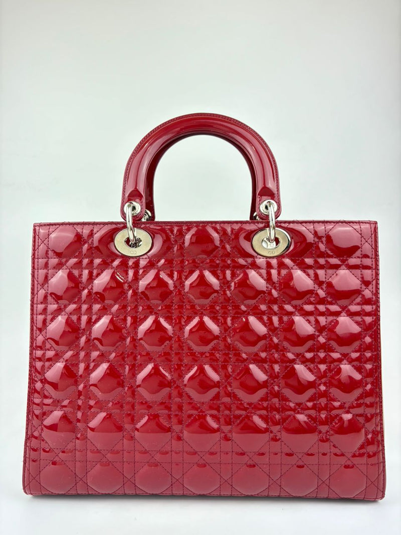 Large Lady Dior in Red Patent SHW