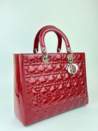 Large Lady Dior in Red Patent SHW