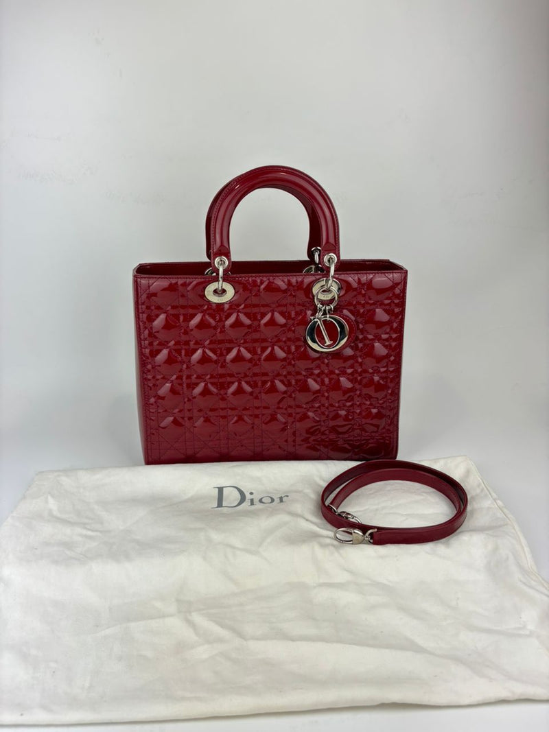 Large Lady Dior in Red Patent SHW